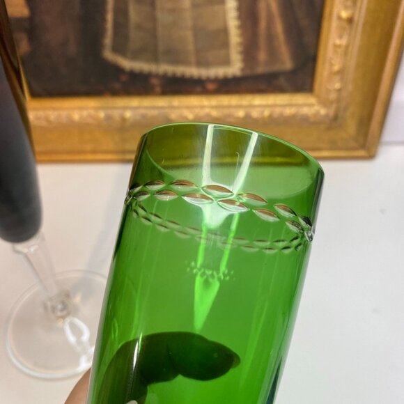 NACHTMANN Purple, GREEN CUT-TO-CLEAR CRYSTAL CHAMPAGNE FLUTES GLASSES Set Of 2 - Picture 12 of 14